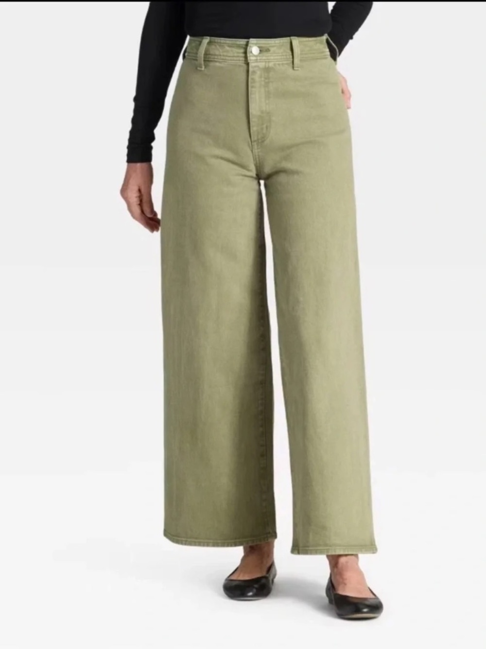 Women's High-Rise Sailor Wide Leg Ankle Jeans - Universal Thread Green 14